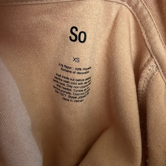 SO Super Soft Pale Pink Fleece Hoodie Size XS - Picture 3 of 3